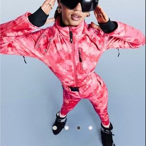 ASOS Fitted Belted Ski Suit in Pink Tie Dye Print - US Size 4